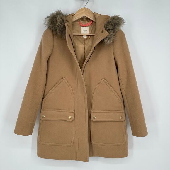 J. Crew New Chateau Parka Wool Blend Coat Hooded Faux Fur Jacket - Picture 11 of 16